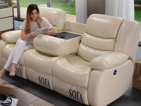 Vom Hersteller Angebotenes Luxus-Doppelsofa aus Leder, Kommerzielles PU/Leder Funktionssofa, Kino-USB-Theater-Relaxsofa