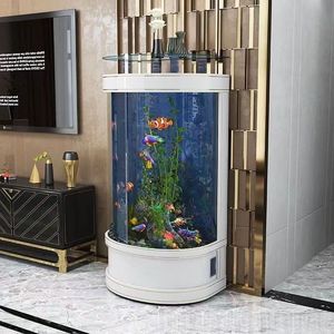 Réservoir de poissons rouges en verre semi-circulaire européen de haute qualité circulaire cylindrique écologique maison <span class=keywords><strong>Aquarium</strong></span> <span class=keywords><strong>Factory</strong></span> Direct - Product Image 3