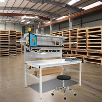Table d'emballage en acier laminé à froid durable W1500mm avec pieds réglables Bodur Metal RAL7035 pour entrepôt, bancs de travail en bois et emballage