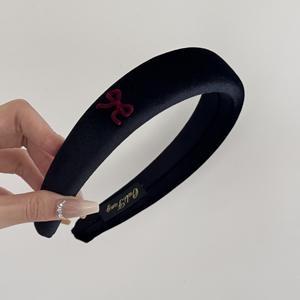 Serre-tête en velours avec nœud, large et doux, en éponge, pour femme, accessoire de cheveux élégant pour fête avec nœud coloré - Product Image 6