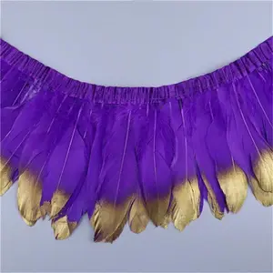 Gold Tipped Goose Feather Fringe For Clothes Trimming Dress Capes
