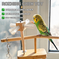 Jouet pour oiseaux en forme de moulin à vent rotatif avec bâtonnets en bois de couleur naturelle, accessoire suspendu pour cage pour grand perroquet