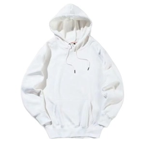 Sweat-shirt à capuche en coton blanc pour homme, coupe classique, couleur unie, décontracté, automne, avec poche avant, tricoté en French Terry - Product Image 3