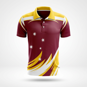 เสื้อโปโลแขนสั้นผู้ชาย สีแดงเลือดหมู เหลือง ขาว ลายดาว พิมพ์ลายแบบซับลิเมชั่น แห้งเร็ว ทรงปกติ สวมใส่สบายๆ - Product Image 4