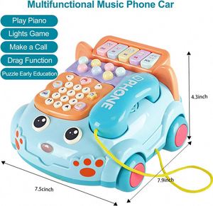 Juguete de Teléfono para Bebés, Teléfono Fijo de Dibujos Animados, Teléfono Inteligente Simulado con Función de Arrastre, Llamadas, Piano, Educación Temprana, Música, Aprendizaje, Juego de Golpear al Hámster - Product Image 4