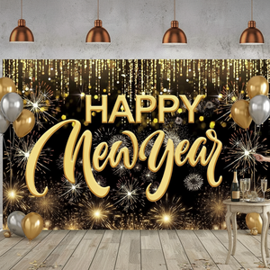 Pancarta Extra Grande de Tela con Diseño de Fuegos Artificiales para Decoración de Fiestas de Año Nuevo - Product Image 3