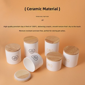 Urna de Cremação para Animais de Estimação em Cerâmica Branca Feita à Mão - Tamanhos Pequeno/Médio/Grande Formato Reto Recipiente Selado para Memoriais de Gatos e Cães - Product Image 1