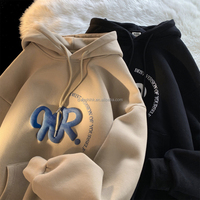 Jersey de lujo francés Terry 100% algodón liso en blanco 3D impreso de gran tamaño personalizado Puff estampado Sudadera con capucha Unisex