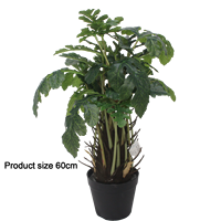 Senmasine-Fausse Plante Artificielle en Pot de 60cm à 21 Tête, Feuilles de Pastèque, Petite Plante Verte en Pot Noir, Décor de Jardin, Maison, Bureau