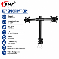 Nouveau support de bureau DMP à double pince incurvée réglable pour moniteurs LCD/LED de 13 à 27 pouces