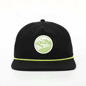 Wholesale Custom High Quality Rubber Patch Logo <b>Hat</b> 5 Panel Polyester <b>Flat</b> Brim Gorras Sports Laser Cut Hole Rope Snapback <b>Cap</b> - Product Image 2