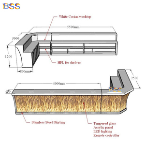 Barra de <span class=keywords><strong>Bar</strong></span> de Diseño para Restaurante, Moderna <span class=keywords><strong>y</strong></span> Contemporánea, en Forma de L, con Iluminación LED - Product Image 3