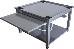 Supporto Pedana Moderno Regolabile da 27 Pollici in Ferro per Lavatrice e Asciugatrice con Ripiano Estraibile da 18 Pollici, Vaschetta di Scarico Grigia, Eco-Sostenibile per Hotel - Product Image 5