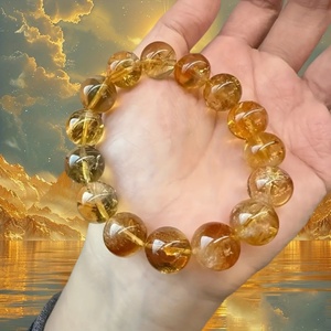 Cristal de citrine (jaune kumquat) pour bracelet, quartz et perle élégants pour hommes et femmes, bracelets en cristal naturel, cadeau - Product Image 2