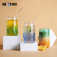 Sublimation 12oz 16oz 20oz bière Soda café tasse boîte en verre avec couvercle en bambou tasse en paille