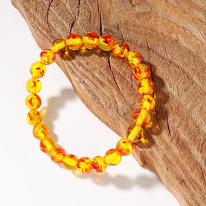 Fashion Resin Synthetic Agate Beaded <b>Bracelet</b> Yellow Wristband Round Stone <b>Beads</b> for Gift Occasions - Product Image 3