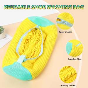 Sac à linge pour chaussures en polyester réutilisable avec fermeture éclair portable Anti-déformation Outil haute efficacité pour le lavage des chaussures dans la salle de bain - Product Image 2