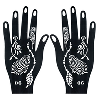 2026 Pochoirs de tatouage au henné pour mains et doigts, modèle ajouré en maille pour la peinture corporelle