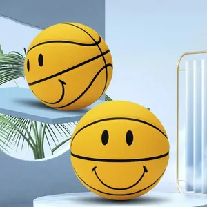 OEM جلد بولي يوريثان مبطنة ابتسامة كرة السلة الصفراء رقم 4/5/لعبة كرة السلة لرياض الأطفال لكرة السلة