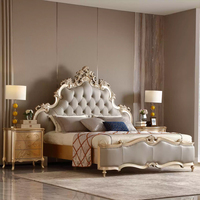 Kunden spezifisches französisches Luxus-klassisches Holzbett Hand geschnitzte Schlafzimmer möbel King Size Wohn möbel Bett