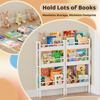 Bibliothèque étroite pour enfants avec étagères ouvertes, organisateur de jouets et de livres pour chambre d'enfant et salle de jeux, mobilier blanc pour enfants