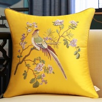 Nouvelles housses de coussin en soie brodées style chinois oiseaux et fleurs de haute qualité 2026 – Élégantes taies d'oreiller florales pour la maison
