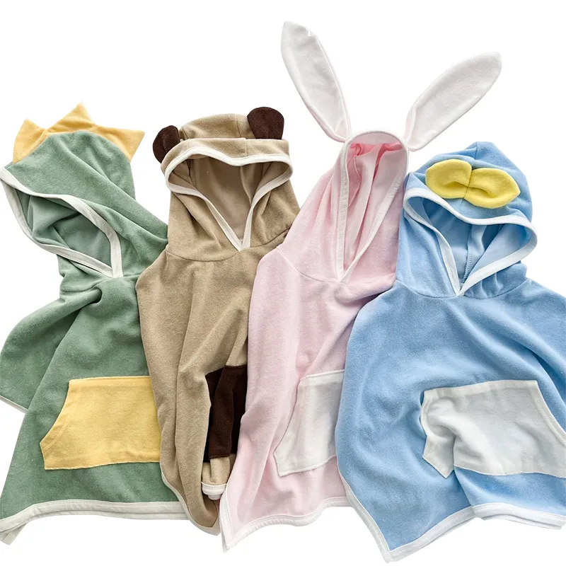 2024 Luxe Zachte Hooded Babyhanddoek Olifant Extra Grote Badhanddoek Donkerbruine Eendenkleurprint Katoenen Badhanddoeken