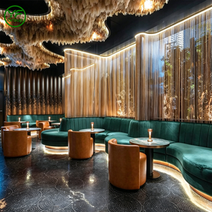 Vente en gros d'usine : Banquette de restaurant de luxe en velours et cuir, avec structure métallique courbée en forme de S, pour bar et restaurant - Product Image 2