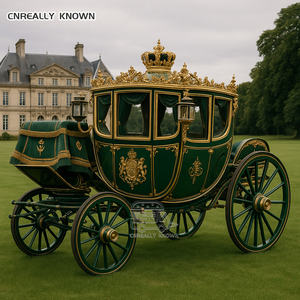 Mural à double rangée, doré, classique, vintage, sculpture royale, calèche tirée par des chevaux - Product Image 3