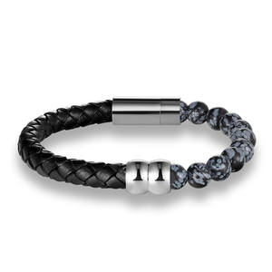 Pulsera de Moda con Cuentas de Piedra de Lava y Ojo de Tigre Natural de Lujo, Cierre Magnético de Acero Inoxidable, Pulsera de Cuero para Yoga - Product Image 5