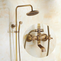 Kit combiné mural pour salle de bain Ensemble de douche rétro Ensemble de robinet de douche thermostatique avec pommeau de douche pluie