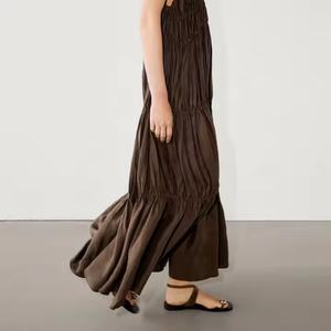 Nouvelle arrivée, robe d'été pour femmes, mode, bretelles spaghetti, robe modeste, robe vintage en lin mi-longue pour femmes - Product Image 3