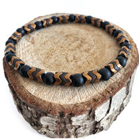 Bracelet perlé de 6 mm en gros pour hommes, bijoux bohèmes, pierres précieuses naturelles, onyx noir, bracelet extensible délicat, hématite, personnalisable
