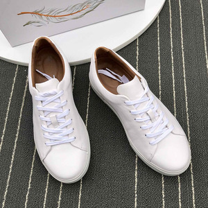 Chaussures décontractées en cuir véritable souple pour hommes, noires et blanches, style skate et tennis. - Product Image 5