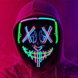 Máscara LED Luminosa <span class=keywords><strong>de</strong></span> Halloween Purge, Máscara <span class=keywords><strong>de</strong></span> Joker con Forma Brillante para Cosplay, Mascarada, Club, Carnaval, Fiesta <span class=keywords><strong>de</strong></span> Halloween, Disfraz - Product Image 2