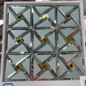 Nghệ Thuật Hiện Đại Deco pha lê khảm kính phòng tắm gương lớn tròn và hình bầu dục hoa văn tường trang trí với khung gỗ - Product Image 3