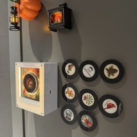 Magnet Kulkas LED Berputar Natal, Magnet Kulkas Lampu Berputar yang Dapat Disesuaikan dengan 9 Melodi Bawaan
