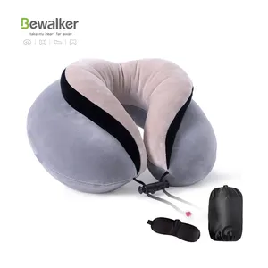 Almohada en forma de U para columna cervical, almohada para siesta de viaje para oficina en casa, espuma viscoelástica más almohada para el cuello de soporte fuerte rellena de algodón PP