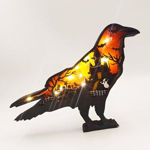 Nouvel arrivage d'animaux de la forêt <span class=keywords><strong>en</strong></span> <span class=keywords><strong>bois</strong></span> multicouches corbeau décoration d'Halloween avec lumière LED sculpté corbeau <span class=keywords><strong>en</strong></span> <span class=keywords><strong>bois</strong></span> d'Halloween - Product Image 1