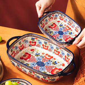 ชามเซรามิกสำหรับทอดเค้กจานข้าวอบ<span class=keywords><strong>ชีส</strong></span>แบบมีหูสองชั้นชามเซรามิกสำหรับอบเค้ก - Product Image 5