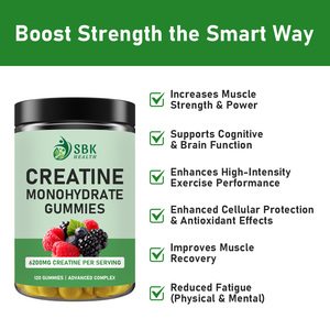 Gummies pré-entraînement à absorption élevée pour développer les muscles, 6200 mg de créatine monohydrate, gummies pour booster l'endurance, puissant antioxydant - Product Image 4