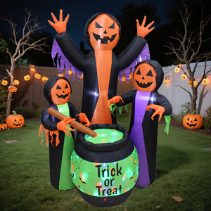 180cm <span class=keywords><strong>streghe</strong></span> con la luce speciale di vendita calda 6ft gonfiabile <span class=keywords><strong>3</strong></span> <span class=keywords><strong>streghe</strong></span> LED cortile di Halloween decorazione con una forma di zucca 3D - Product Image 2