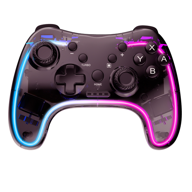 Saitake RGB Light Wireless BT Gaming Controller-Ergonomic Design Dual Vibration 800mA Battery Eco-Friendly for Switch
