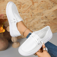 Mocassins en toile pour femmes, à enfiler, avec lacets décoratifs, semelle plate, chaussures décontractées confortables et tendance, vert