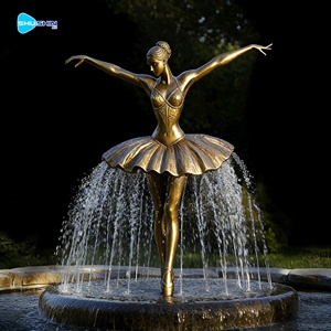 Moderne Außendekoration Maßgefertigte Metallkunst Tanzende Mädchen Brunnen Bronze Ballerina Wasserbrunnen - Product Image 3