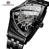 Date Reloj Para Hombre De Luxe Personnalisé Hommes triangle Squelette Montre-Bracelet Montre Mécanique
