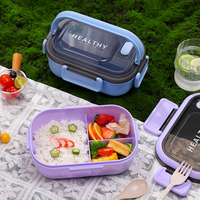 Meilleure vente boîte à lunch Bento en plastique école pour enfants 3/4 compartiments boîte à lunch portable 2 couches ensemble pour enfants pour l'école