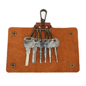Custom Compact Mens Key Case Genuine Leather Car Key Case Bag Cover Holder Walle