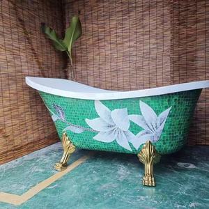 <span class=keywords><strong>Baignoire</strong></span> italienne autoportante ovale en acrylique avec contour en mosaïque, petite <span class=keywords><strong>baignoire</strong></span> en acrylique - Product Image 4