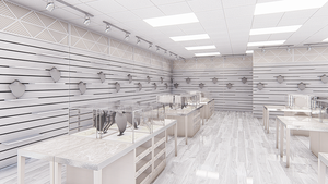 Vitrine à bijoux en marbre en acier inoxydable résistant à l'eau, écologique, moderne et personnalisée, avec éclairage LED pour la conception de magasins de bijoux - Product Image 2